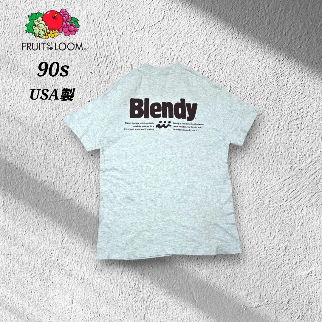 90sUSA製FRUITOFTHELOOMシングルステッチTシャツ企業ロゴグレー