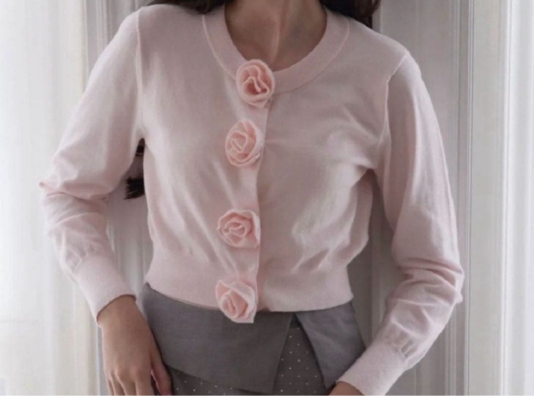 Treat ürself Rose flower cardiganピンク