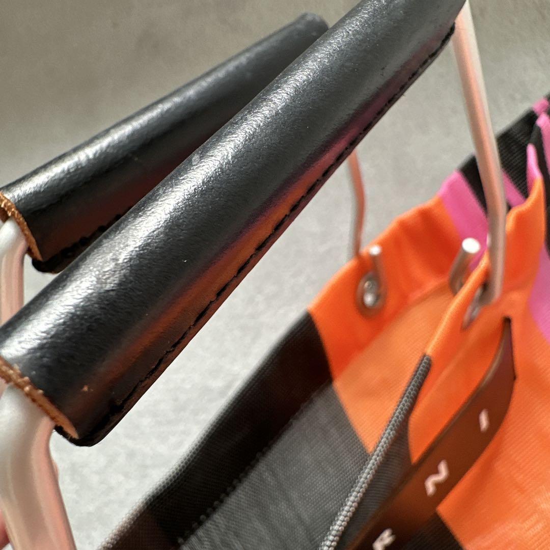 MARNI マルチカラー ストライプ ピンク かごバッグ - メルカリ