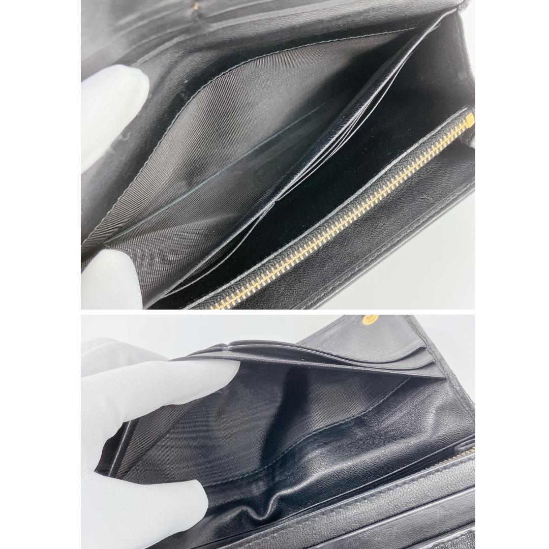 プラダ マテラッセレザー 二つ折り長財布 ブラック ドレープ　ギャザー プリーツ