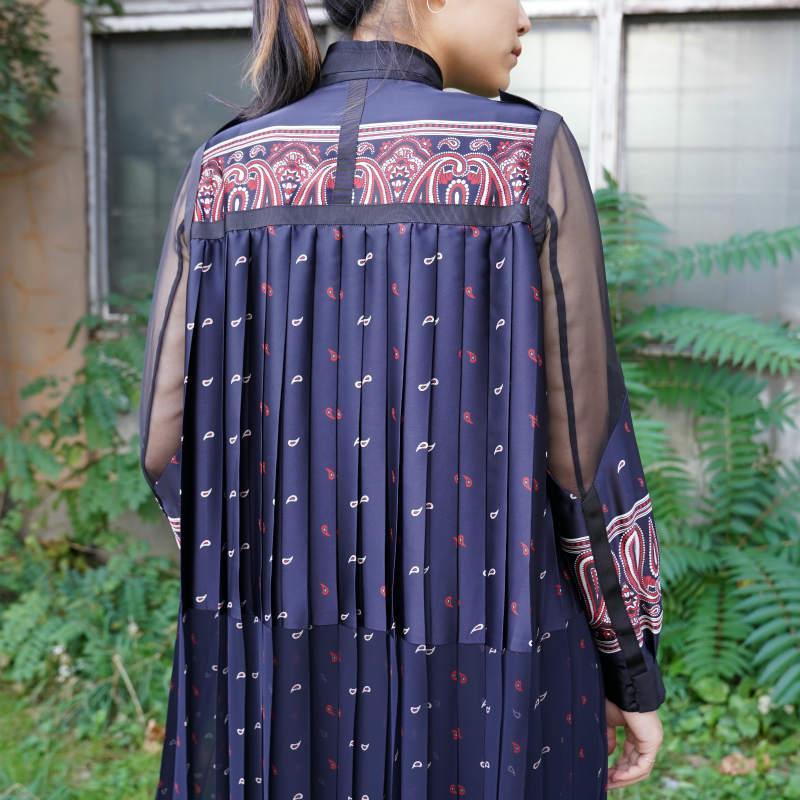 店 ハンガー付[sacai] サカイ ペイズリープリントプリーツドレス[美品