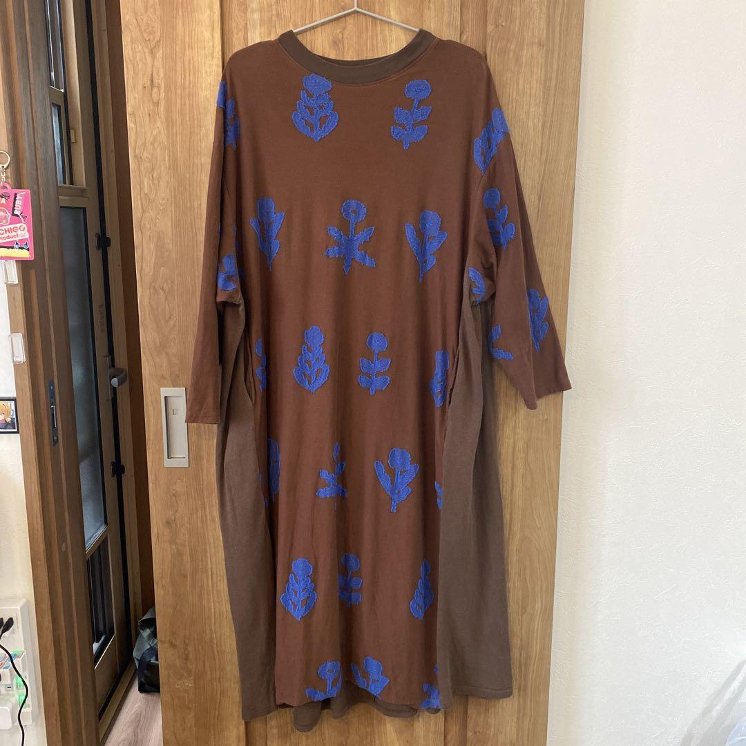 Marble SUD”kukka JQ”切替えワンピース　ブラウン Marble SUD”kukka JQ”切替えワンピース ブラウン（期間限定価格