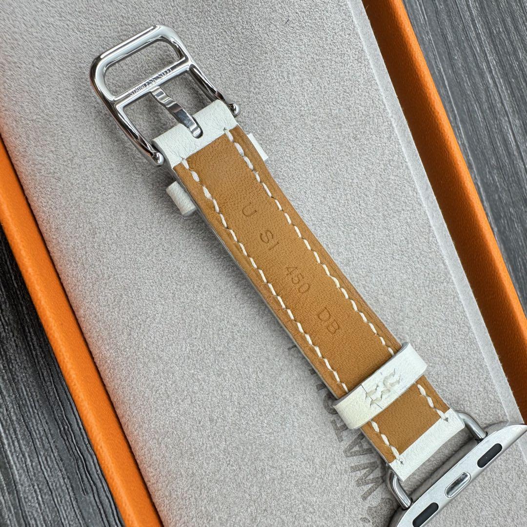 2574 美品　Apple Watch エルメス　ホワイト　ドゥブルトゥール 2574 美品 Apple Watch エルメス ホワイト ドゥブルトゥール