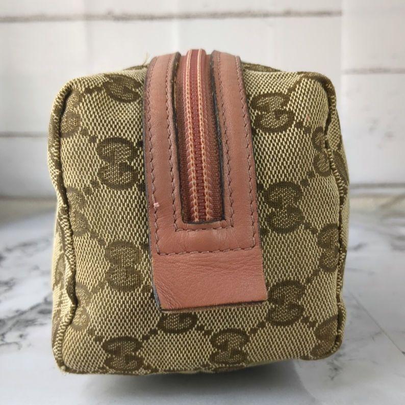 極美品✨ GUCCI バニティポーチ 化粧ポーチ　キャンバス レザー GG GUCCI - グッチ バニティバッグ GGキャンバス 化粧ポーチ 小物