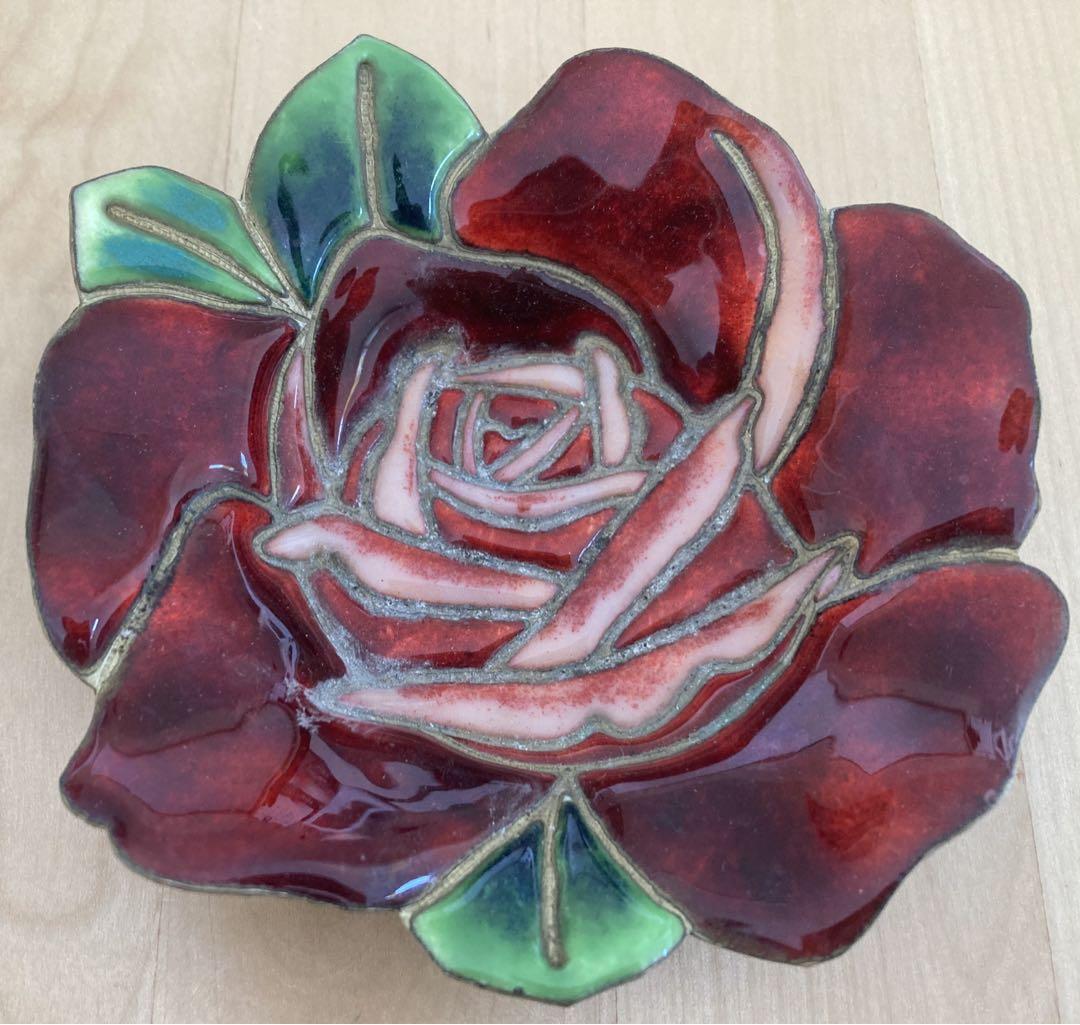 美術七宝　安藤七宝店　バラ　小物入  薔薇