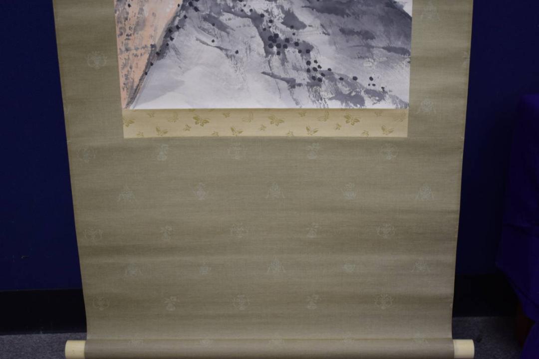真作/野田九浦/梅花山水図/布袋屋掛軸HI-379