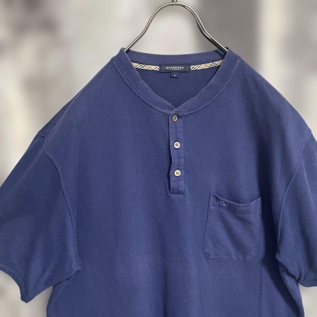 【激レアXXL】BURBERRY LONDON ノバチェック柄ヘンリーネック半袖 BURBERRYバーバリー 半袖Tシャツ ヘンリーネック L ノバチェック