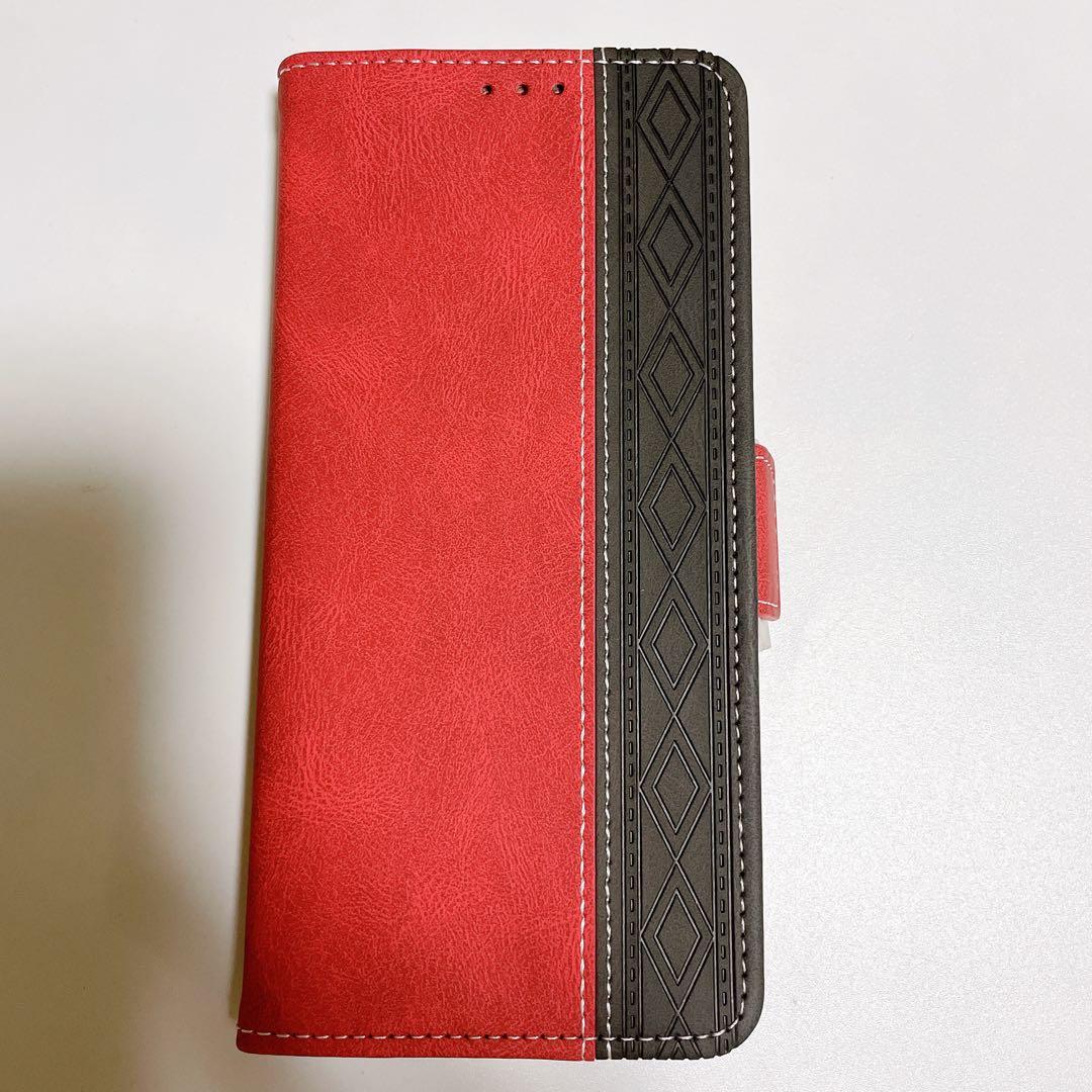 Galaxy A12 用 ケース 手帳型 赤 黒