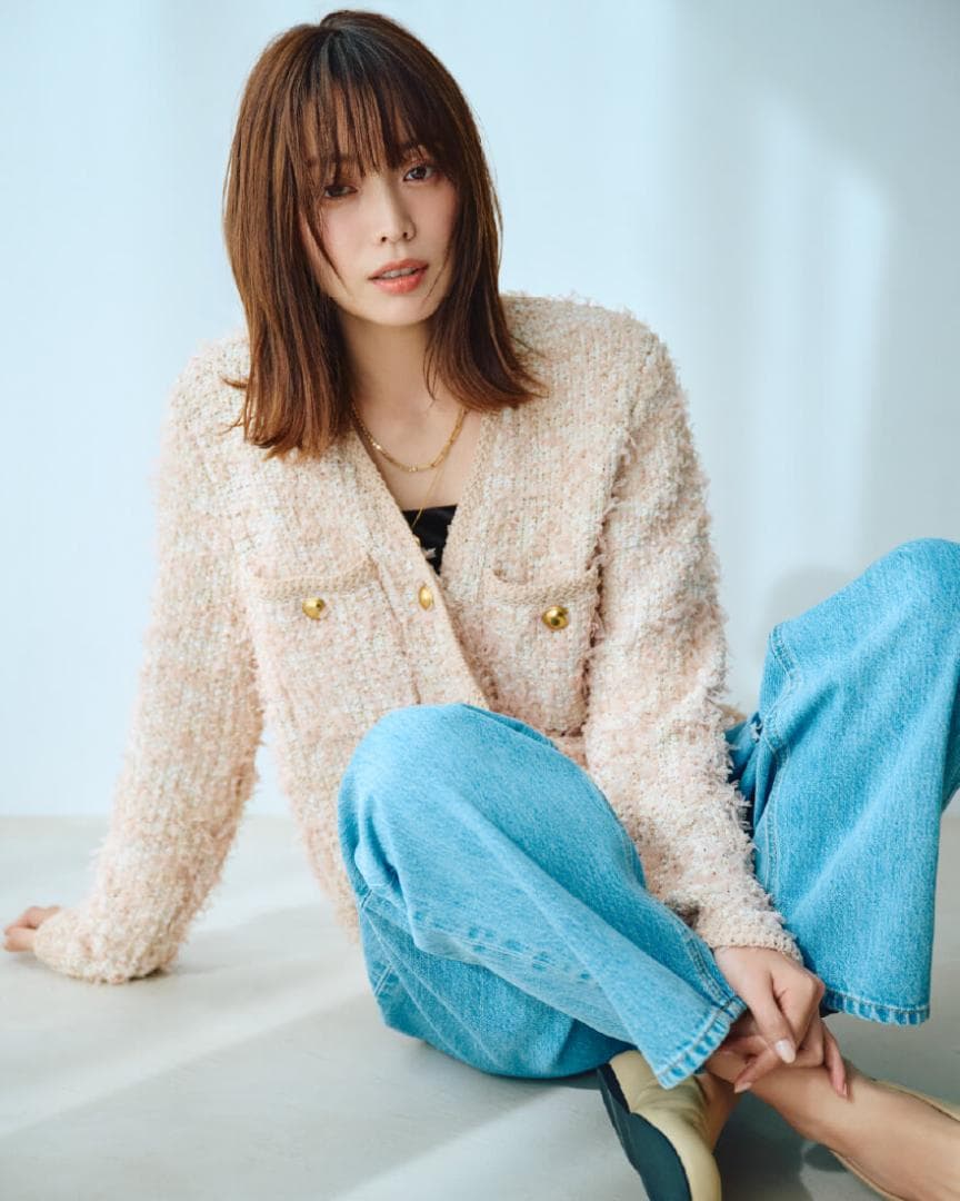 新品☆ミラオーウェン ツイードジャケット Mサイズ 0サイズ ピンクベージュ