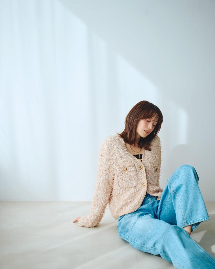 新品☆ミラオーウェン ツイードジャケット Mサイズ 0サイズ ピンクベージュ