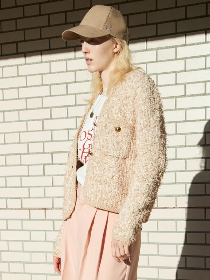 新品☆ミラオーウェン ツイードジャケット Mサイズ 0サイズ ピンクベージュ