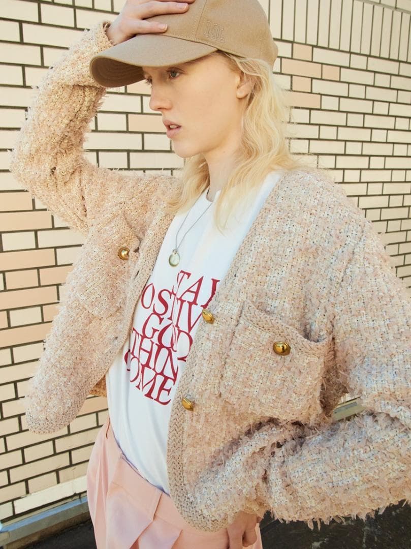 新品☆ミラオーウェン ツイードジャケット Mサイズ 0サイズ ピンクベージュ