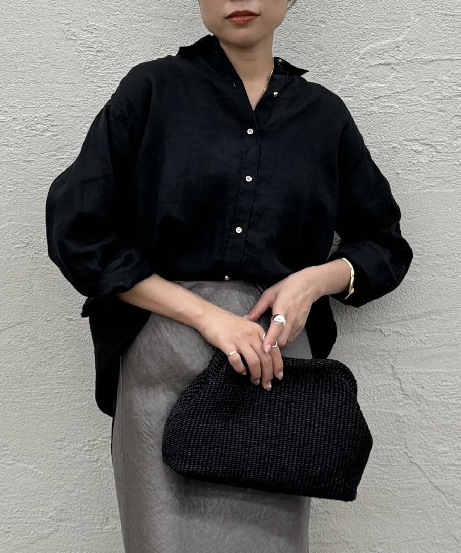 美品＊Loungedress バックタイリネンシャツ 洗える レッド　洗える　赤 PAL GROUP OUTLET｜【Loungedress】リネンバックタイシャツ