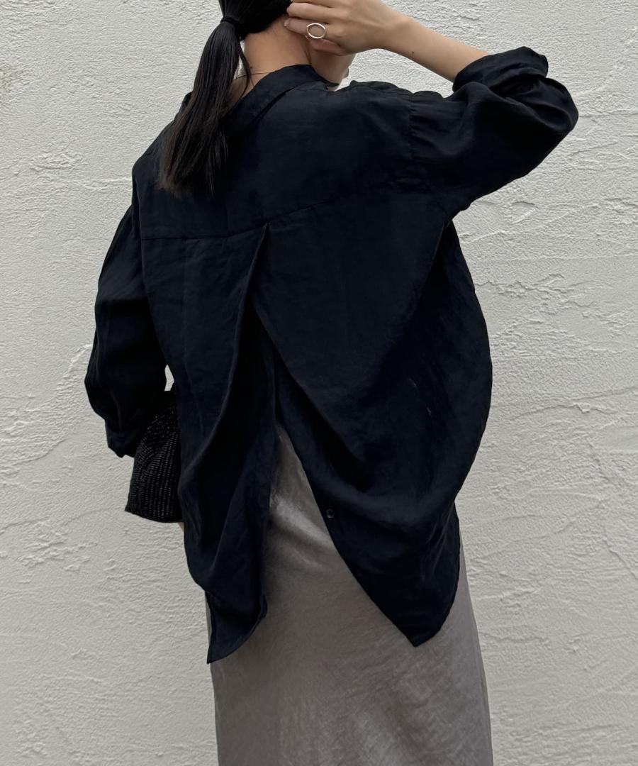 最終SALE★新品タグ付き【LOUNGEDRESS】白 リネン バックタイシャツ 新色登場！/人気アイテム/手洗い可能/夏まで使える】リネン