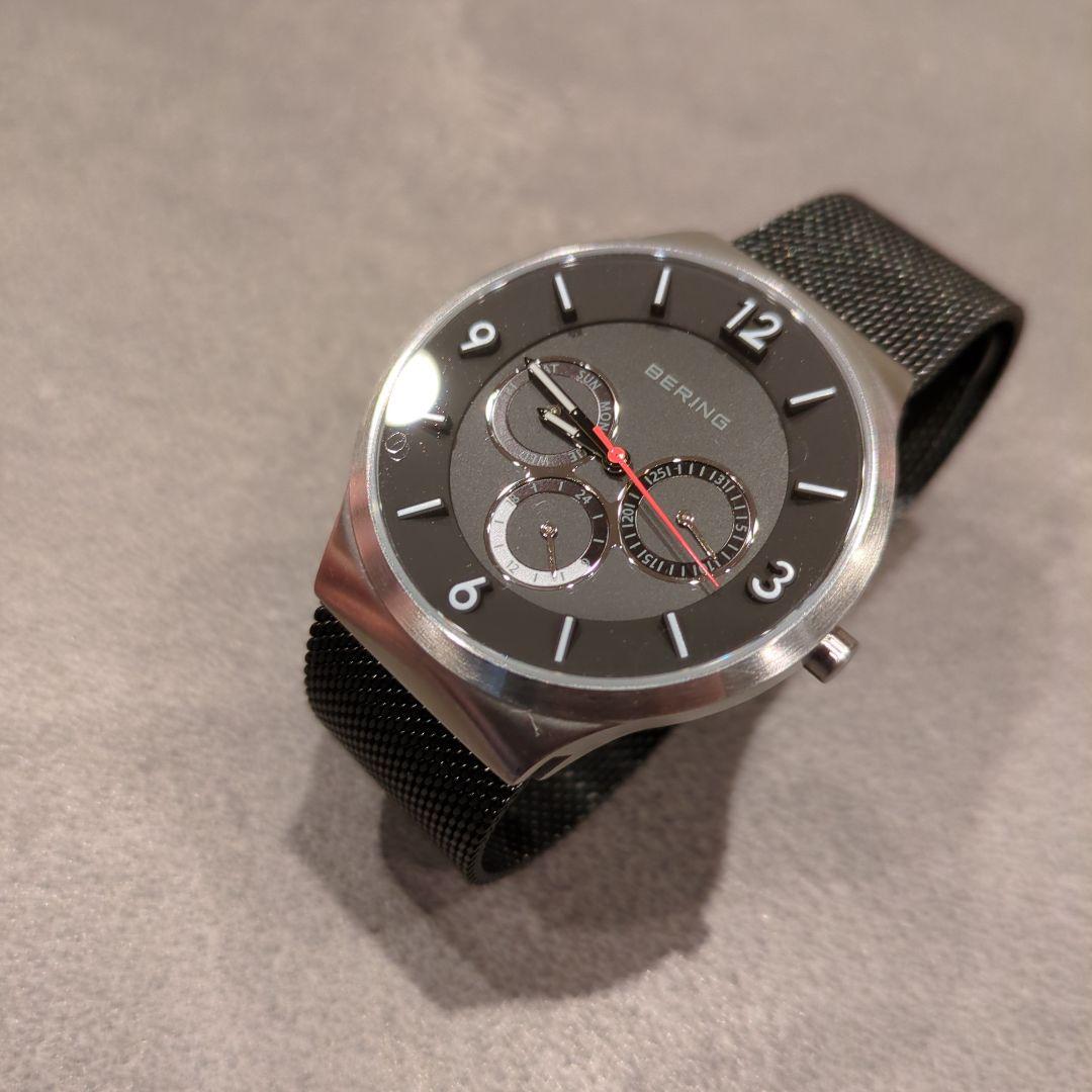 BERING ブラック 腕時計 曜日 日付 24時間計