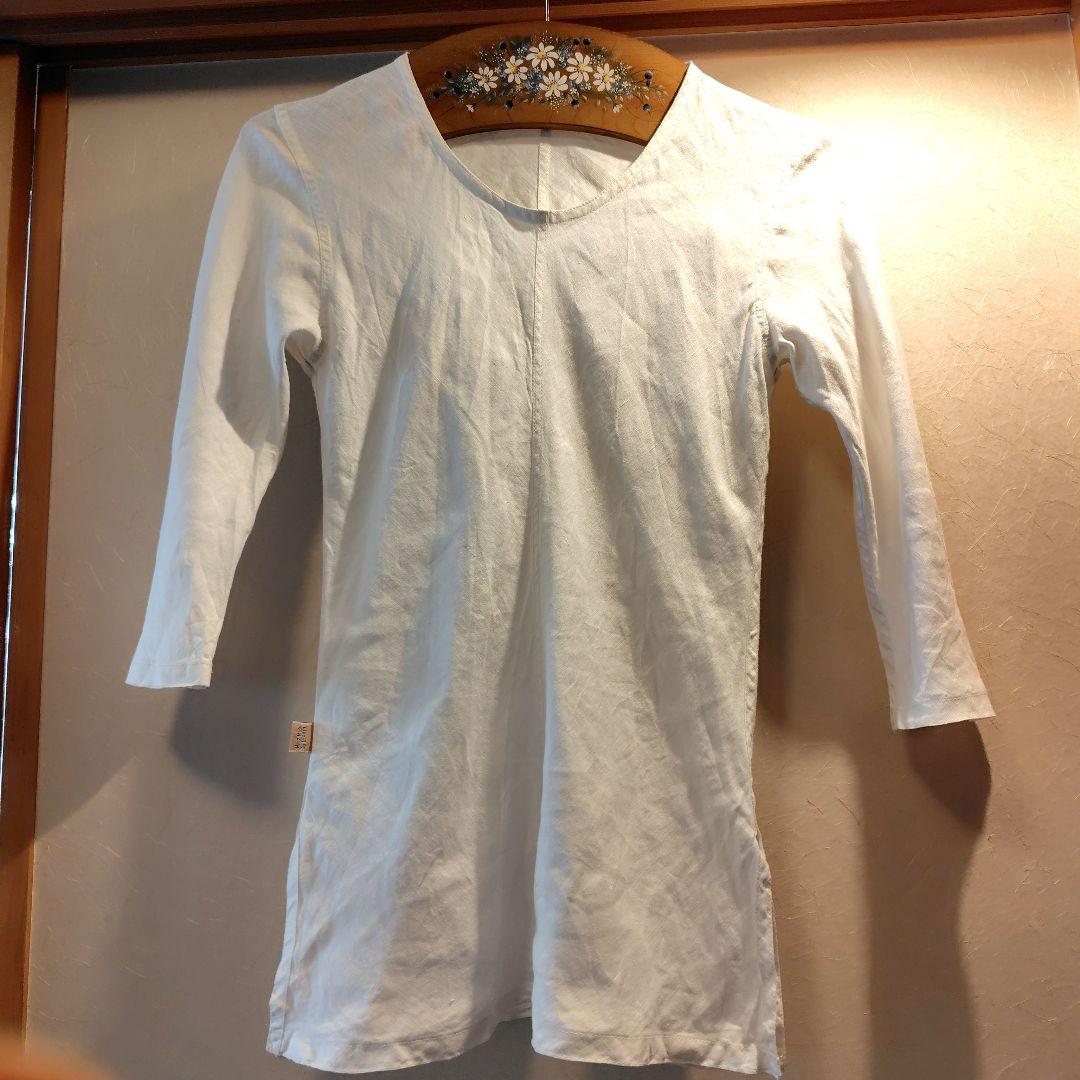 うさとの服　薄手生成り七分袖 ブラウス、チュニック