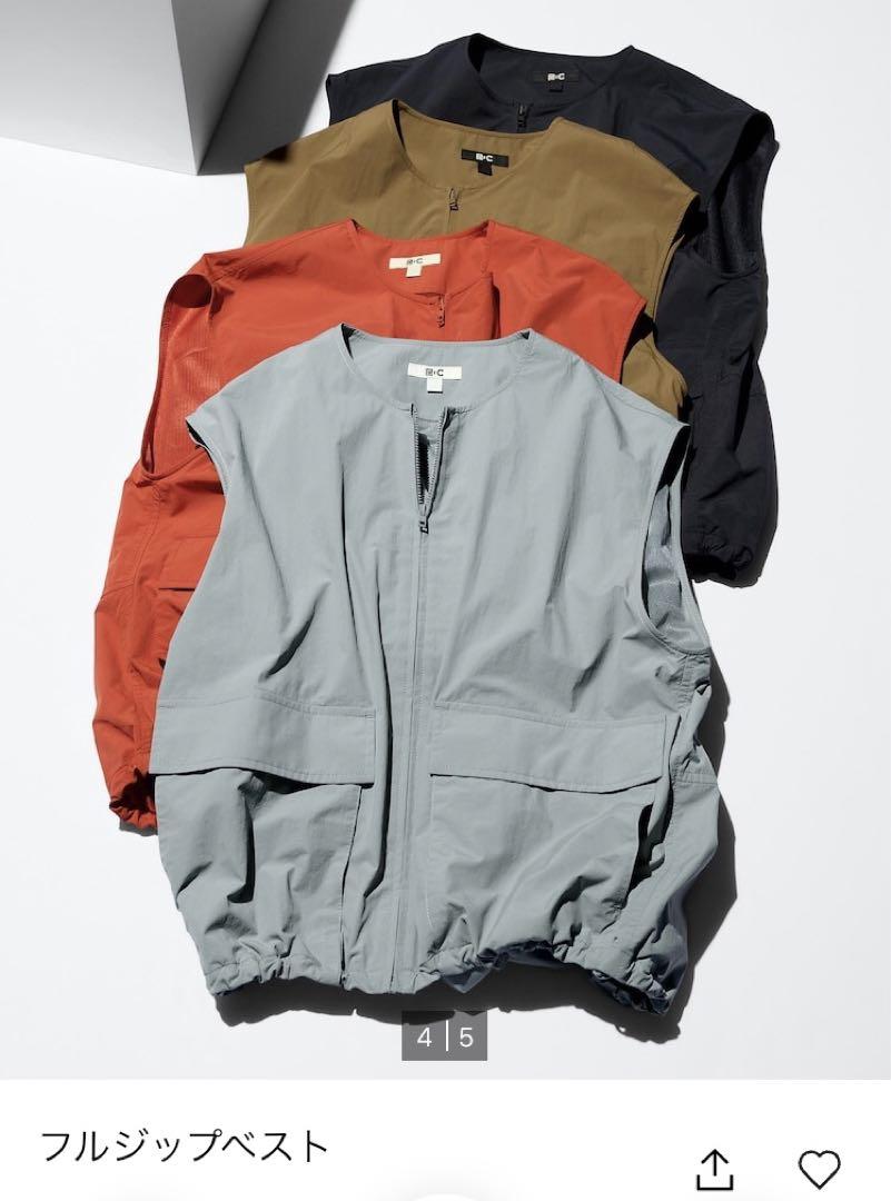 [新品] UNIQLO:C フルジップベスト ブラック L ユニクロ シー