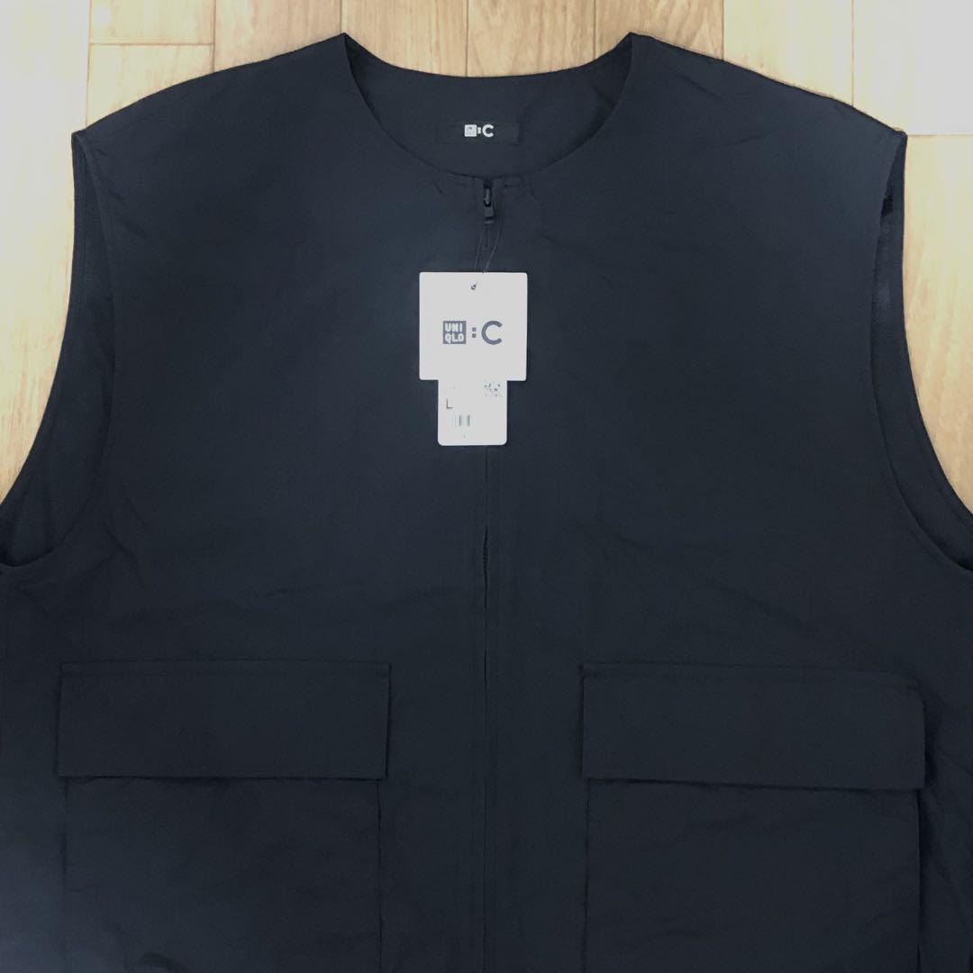 [新品] UNIQLO:C フルジップベスト ブラック L ユニクロ シー