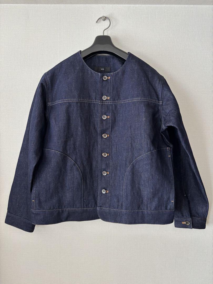 wafu ＊新品＊ リネンデニム ノーカラージャケット/ダークインディゴ