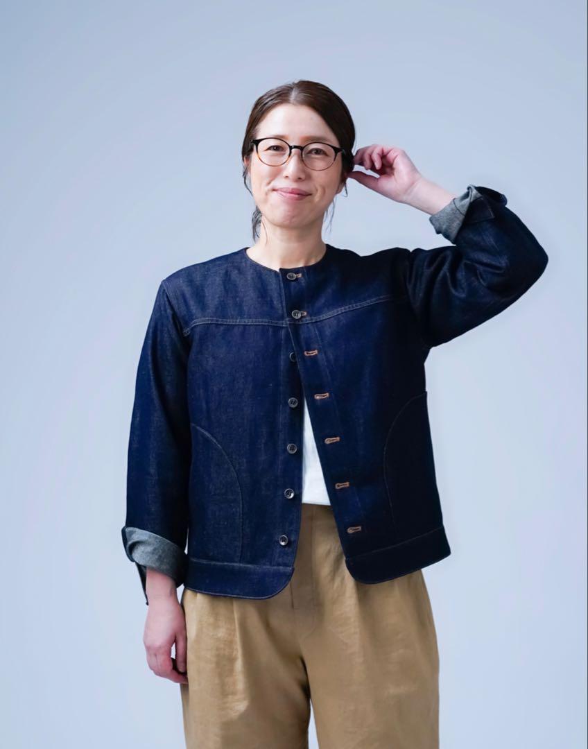 wafu ＊新品＊ リネンデニム ノーカラージャケット/ダークインディゴ