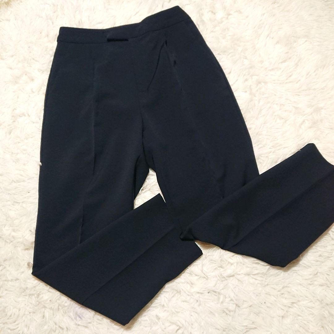 美品　オペークドットクリップ ノーカラースーツセットアップ ネイビー　Lサイズ