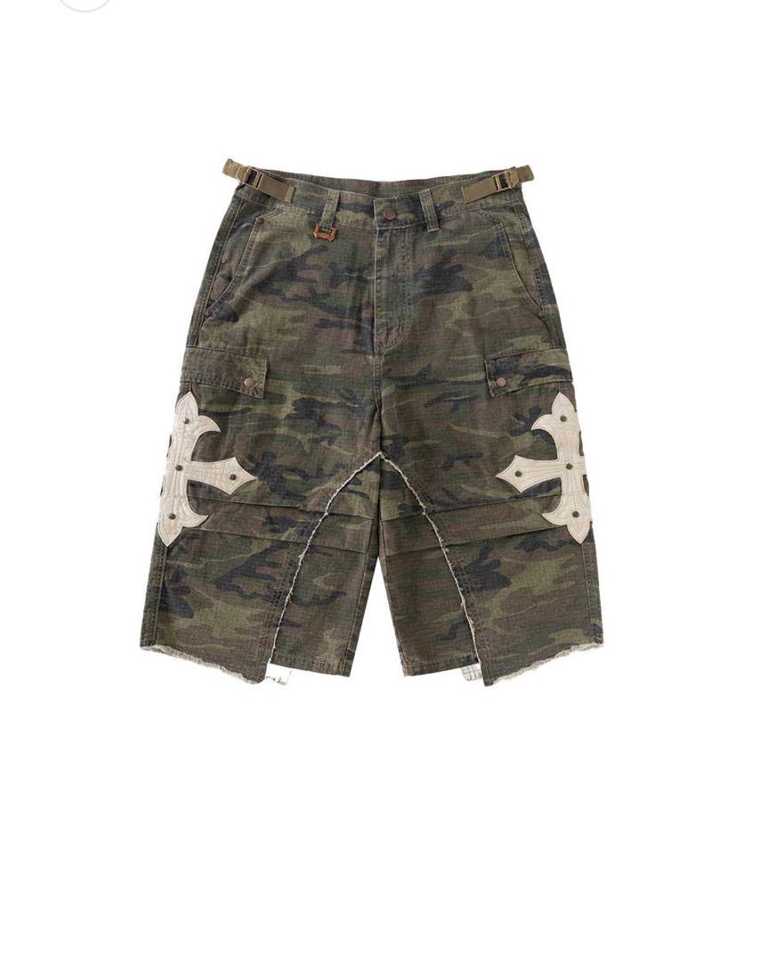 Cross Leather Patch Baggy Shorts 迷彩