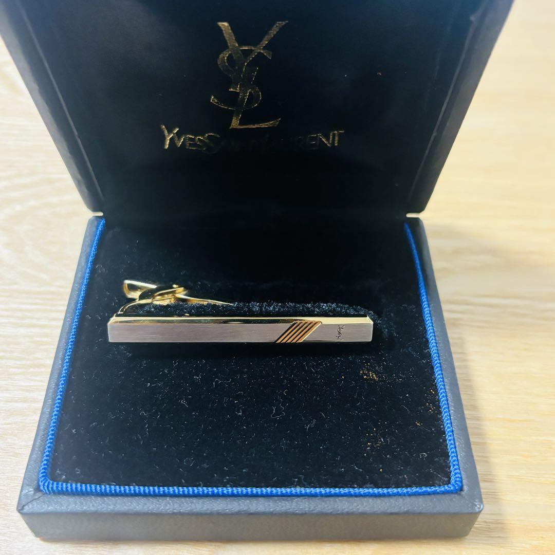 ヴンティージ　ネクタイピン　シルバー&ゴールド　YSL イヴ・サンローラン タイピン ゴールド シルバー 真鍮 金