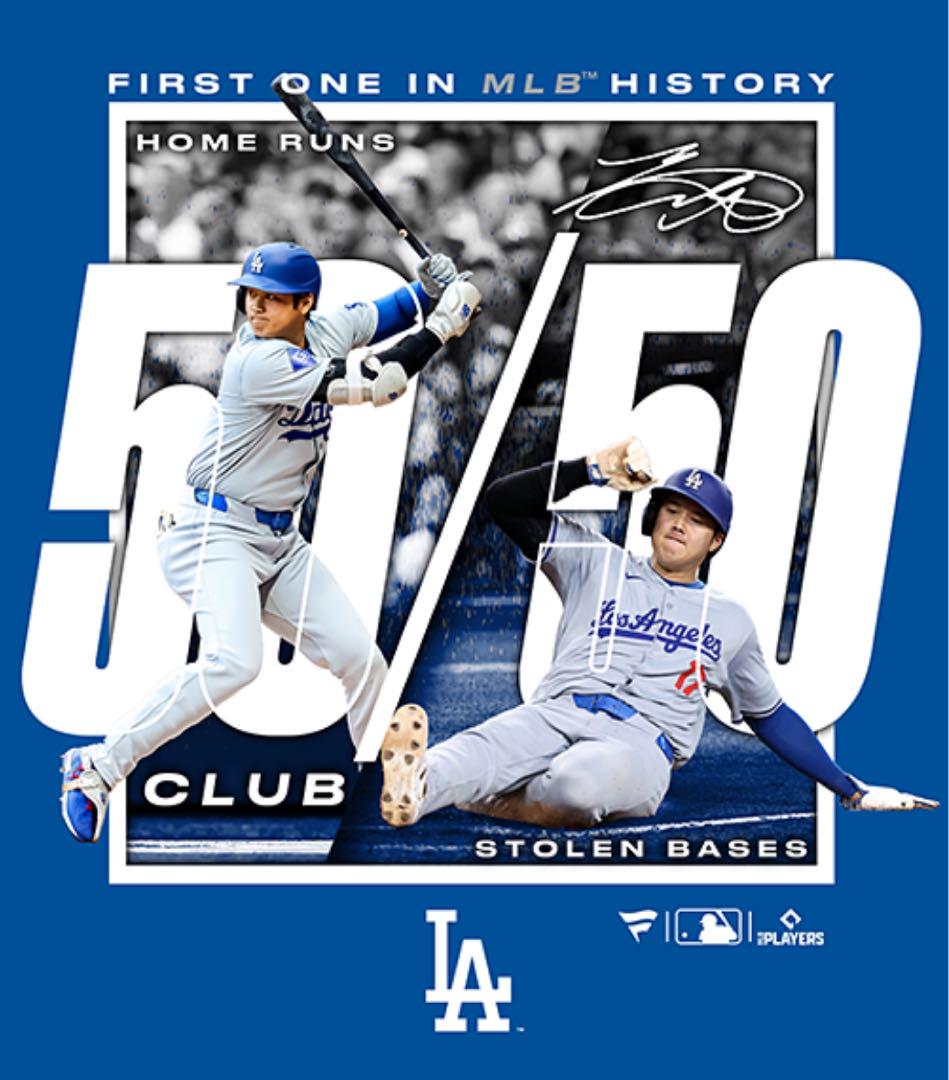 大谷翔平 50-50 Tシャツ(未開封)ブルー(メンズXL) 日本正規代理