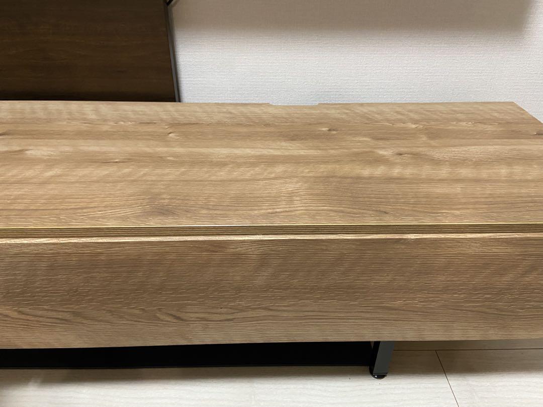 送料込・中古 LOWYAローテレビ台木目調・収納付 脚付［幅180cm］