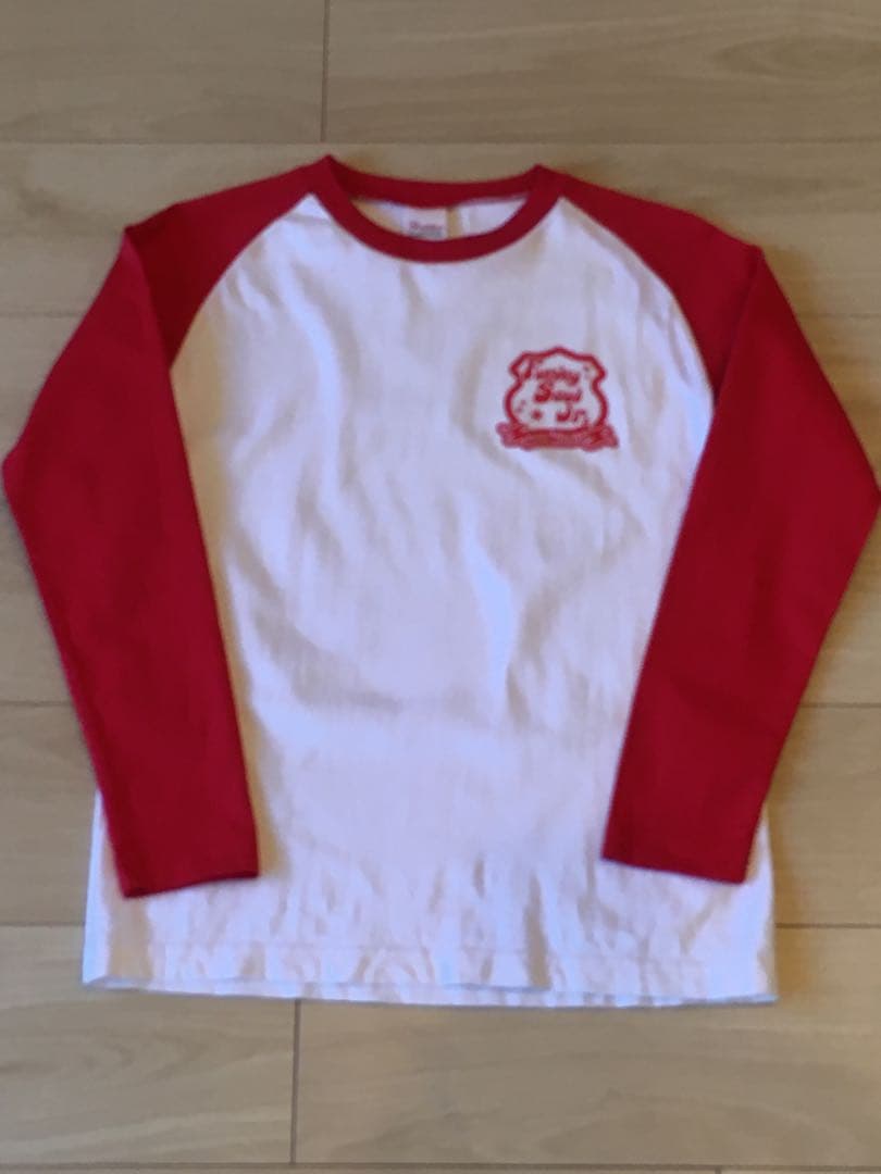 ⚪︎printstar 長袖Tシャツ 150サイズ ラグラン レッド×ホワイト 1,183円