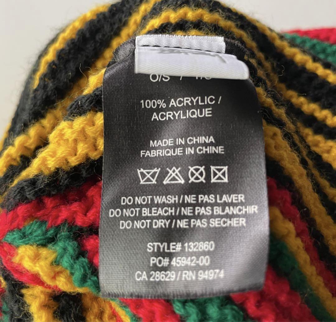 [ラスタカラー.刺繍ロゴ]希少stussy ビーニー古着　 レゲエ　ニット帽