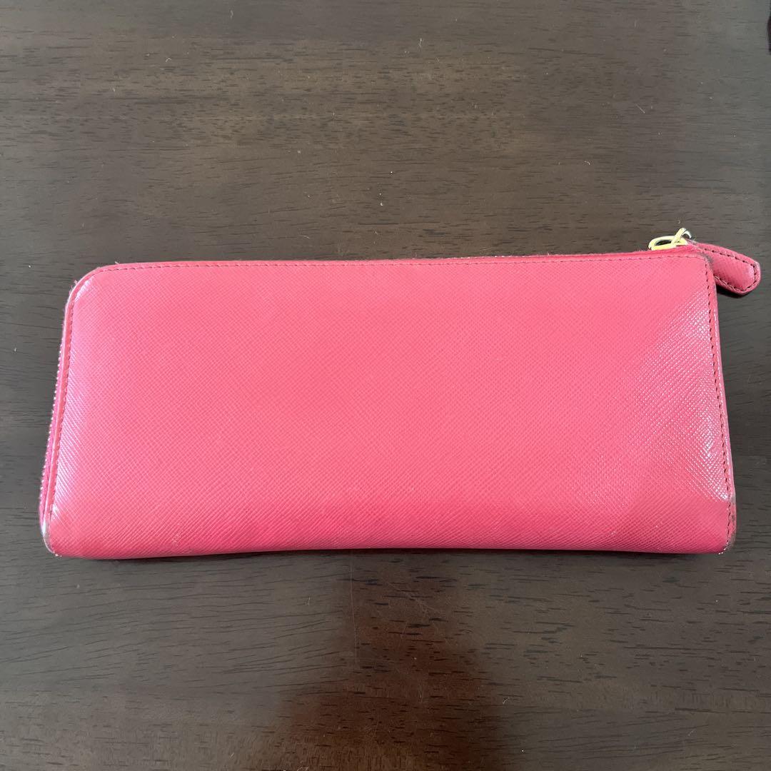 プラダ PRADA ピンク L字ファスナー 長財布 - メルカリ