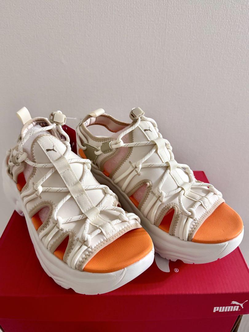 PUMA シリア ウェッジ サンダル ホワイト/オレンジ 24.0cm