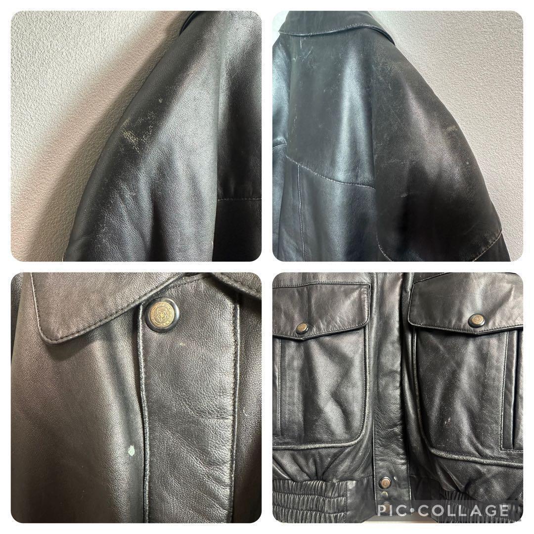 レザーフライトジャケット TYPE A-2 ブラック 黒 短丈 ネイティブ柄 L レザーフライトジャケット TYPE A-2 ブラック 黒 短丈 ネイティブ柄 L