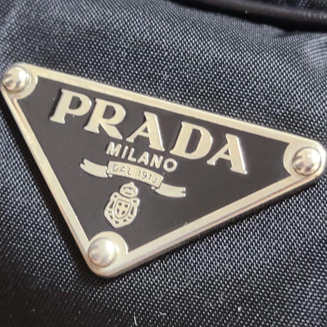 PRADA White stitch mini Boston bag black