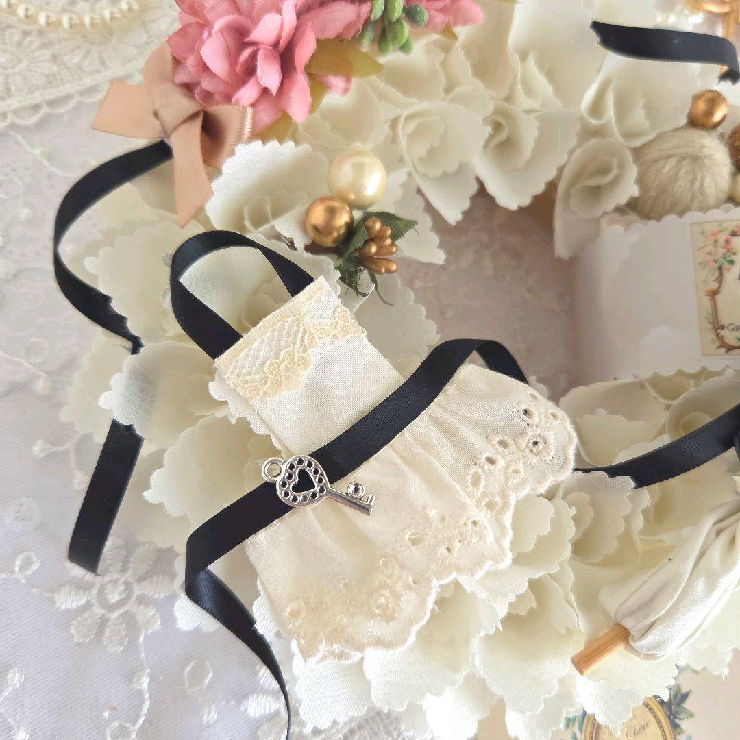 専用　布リース*tricotage　モノトーングレー*　毛糸玉リース