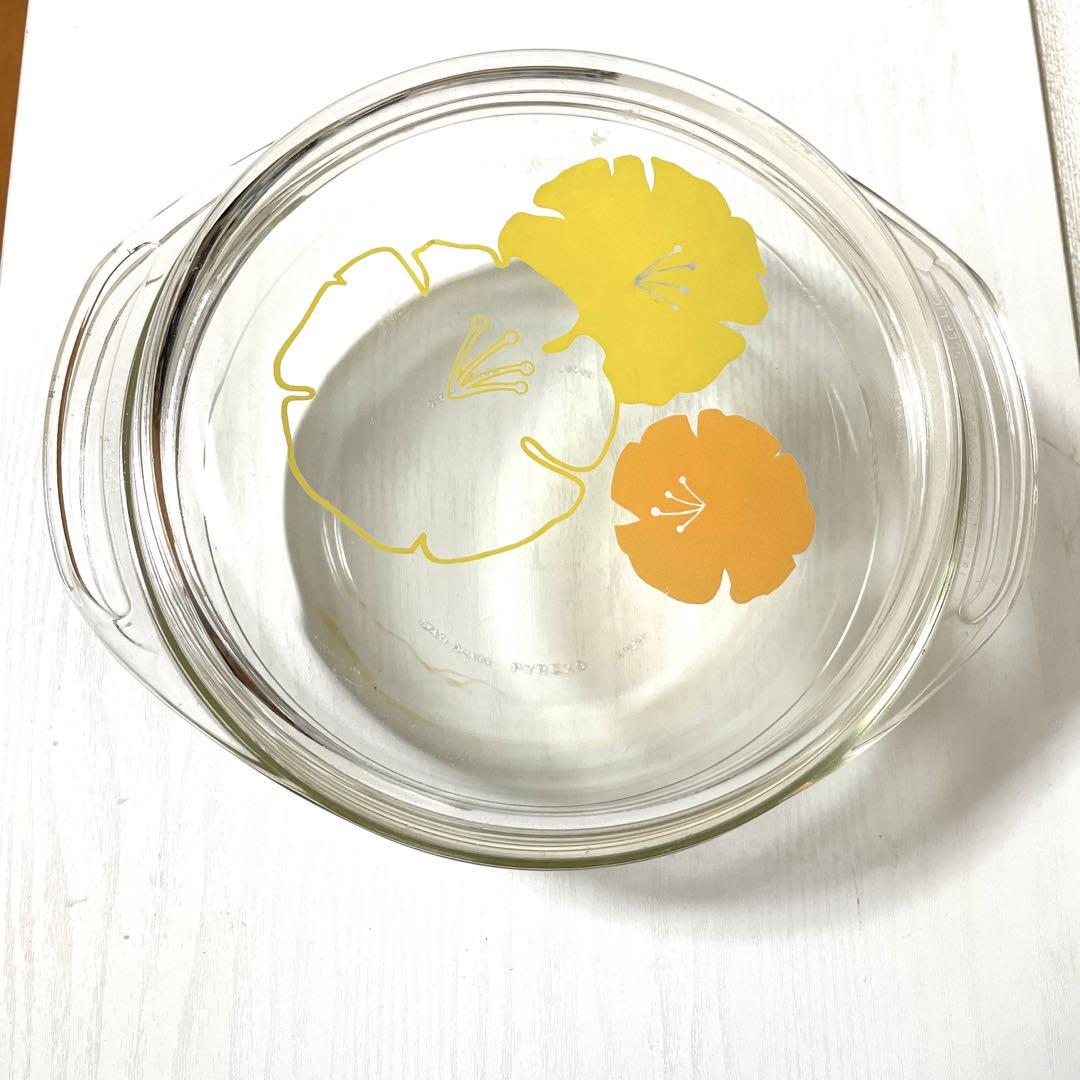 昭和 花柄 パイレックス 耐熱ガラス鍋PYREX 日本製 イワキガラス