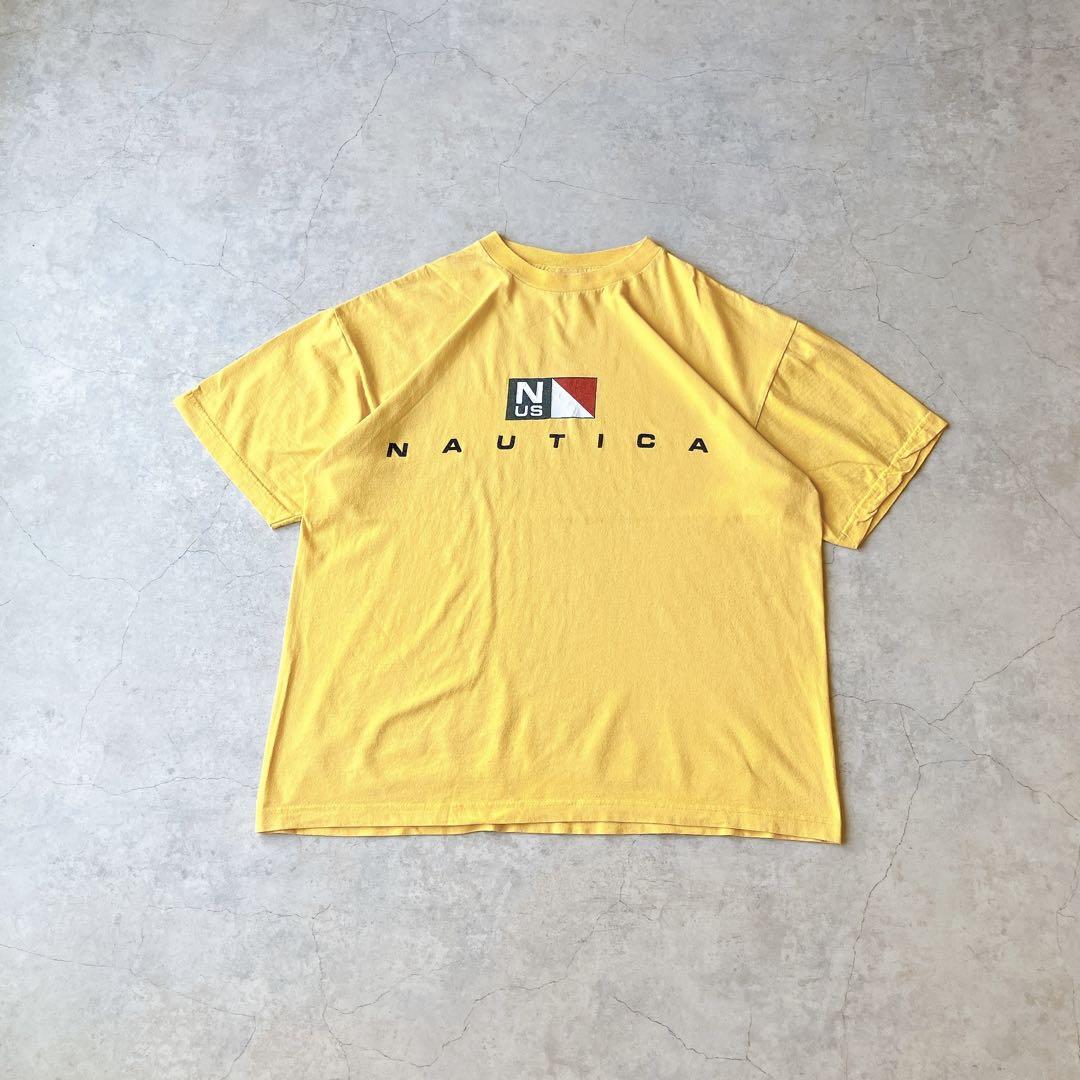 90s USA製 nautica ヴィンテージTシャツ イエロー系 ノーティカ