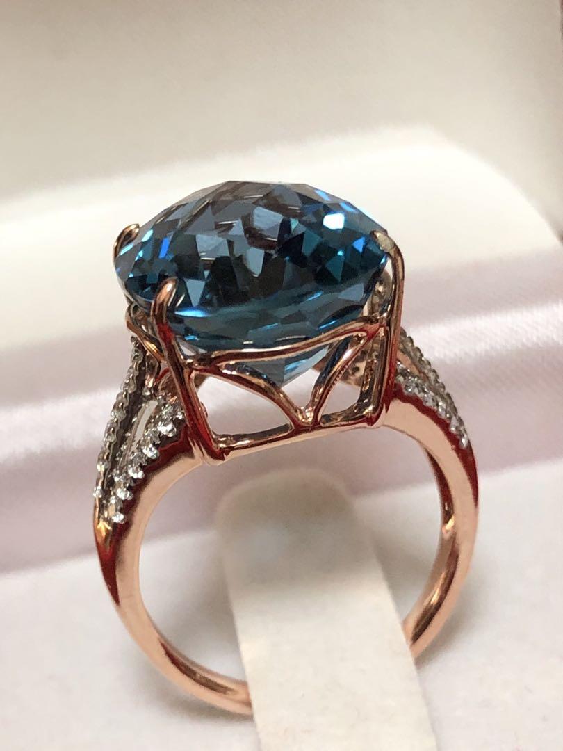 15 ct IF 天然ロンドンブルートパーズリング9号 Sterling SV