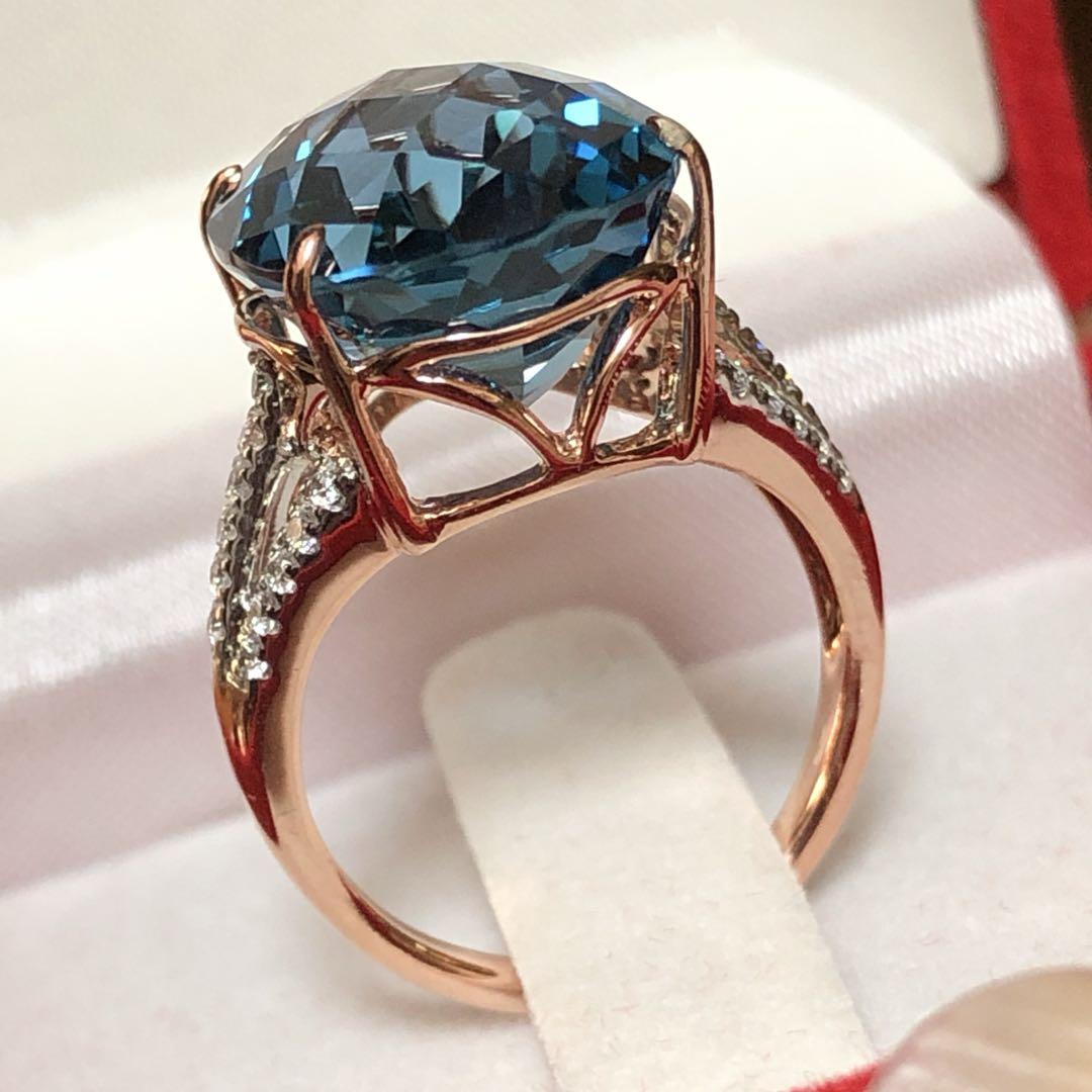 15 ct IF 天然ロンドンブルートパーズリング9号 Sterling SV