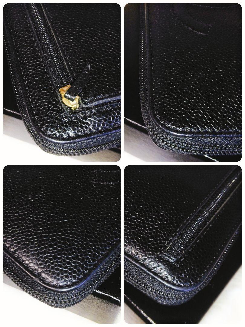 【美品】CHANEL シャネル ラウンドファスナー長財布キャビアスキンココマーク