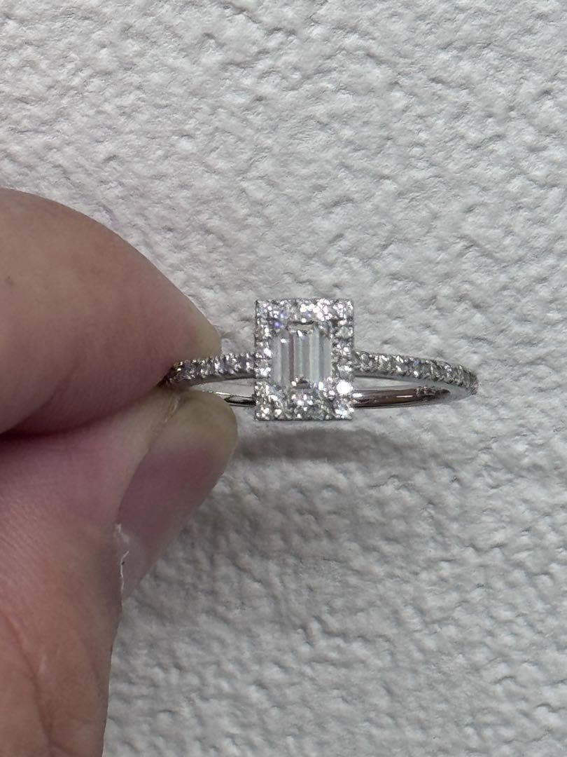 ★0.53ct0.30ct★✨ G,VS-1エメラルドカットダイヤリング指輪