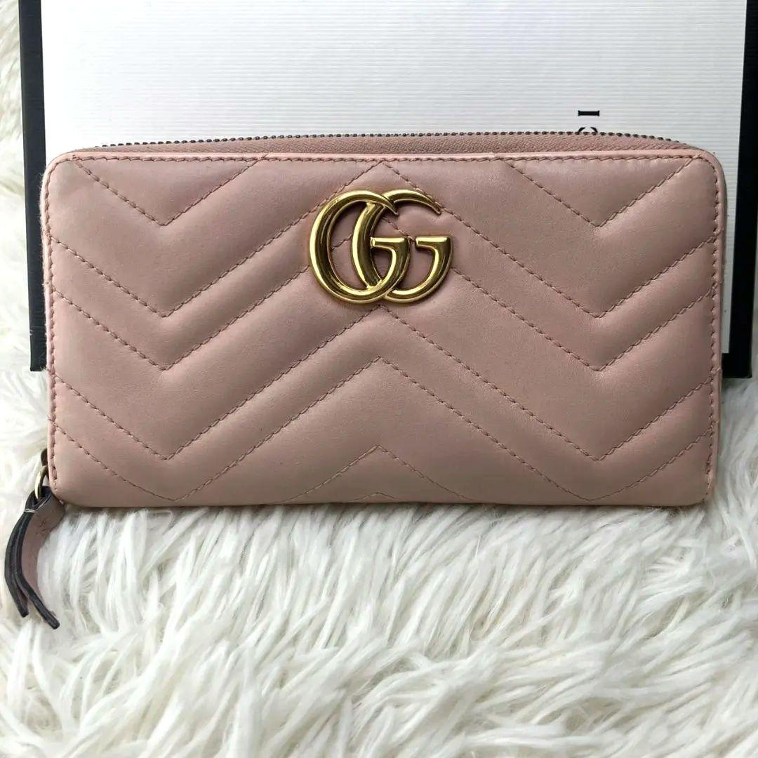美品✨️グッチ GG マーモント 長財布 ラウンドジップ キルティング