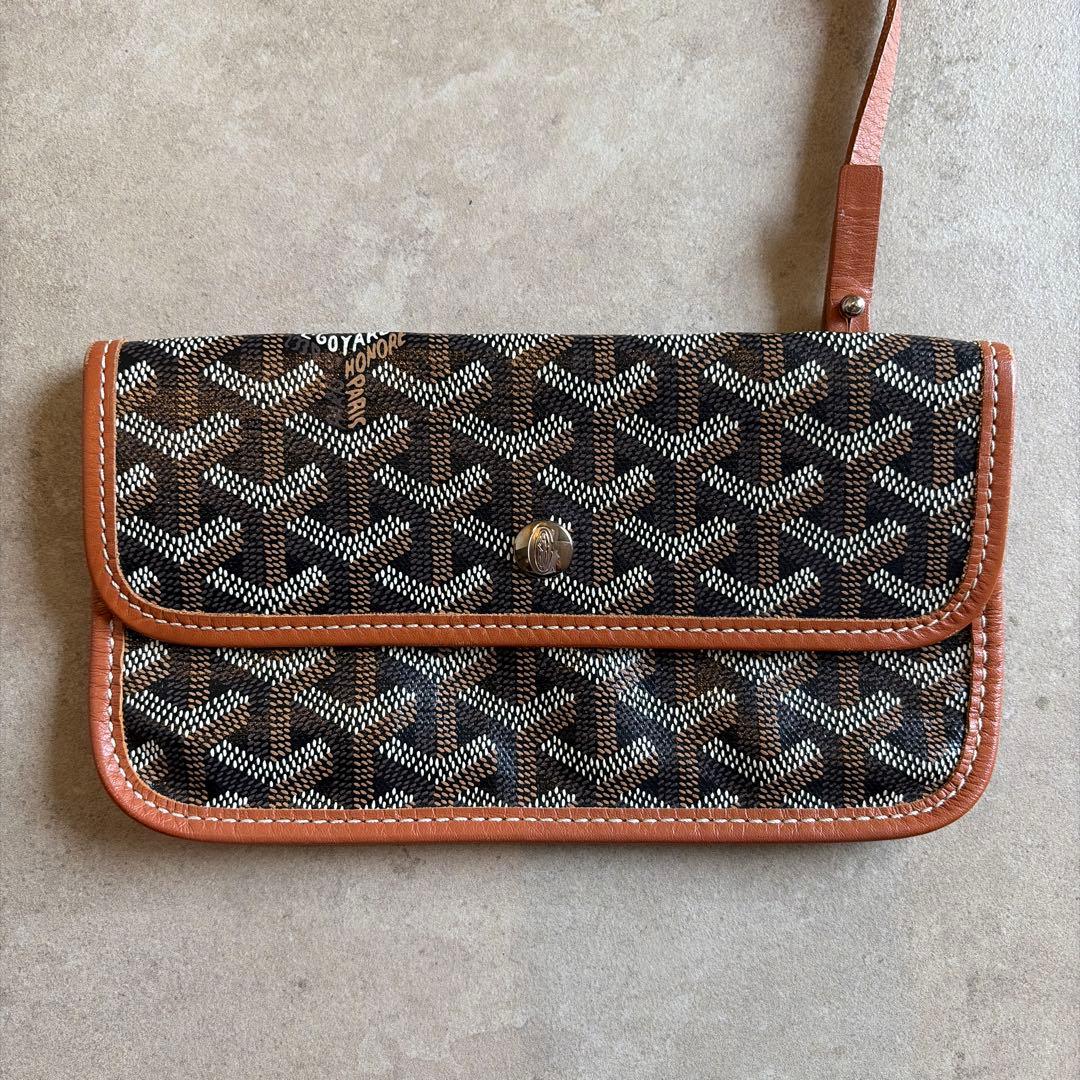 GOYARDゴヤール サンルイ PM トートバッグ ブラウン ポーチ付き【中古】 GOYARDゴヤール サンルイ PM トートバッグ ブラウン ポーチ付き【中古