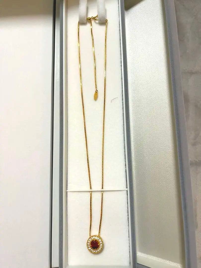 鑑定書付き ダイヤモンドネックレス ガーネット ゴールド