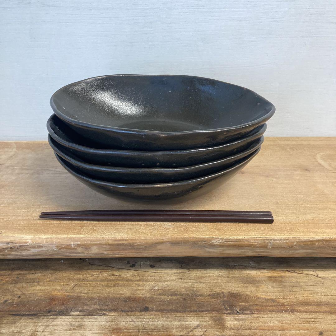 【売り切り御免！】 新品 陶器 メルカリ - 323 天目のカレー皿4個 陶芸作家 お椀・ボウル・鉢