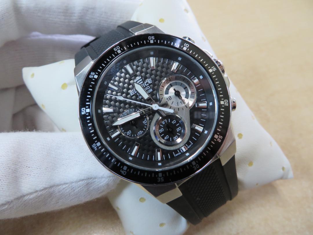 美品エディフィス EDIFICE EF-552 クォーツ クロノグラフ 黒文字盤