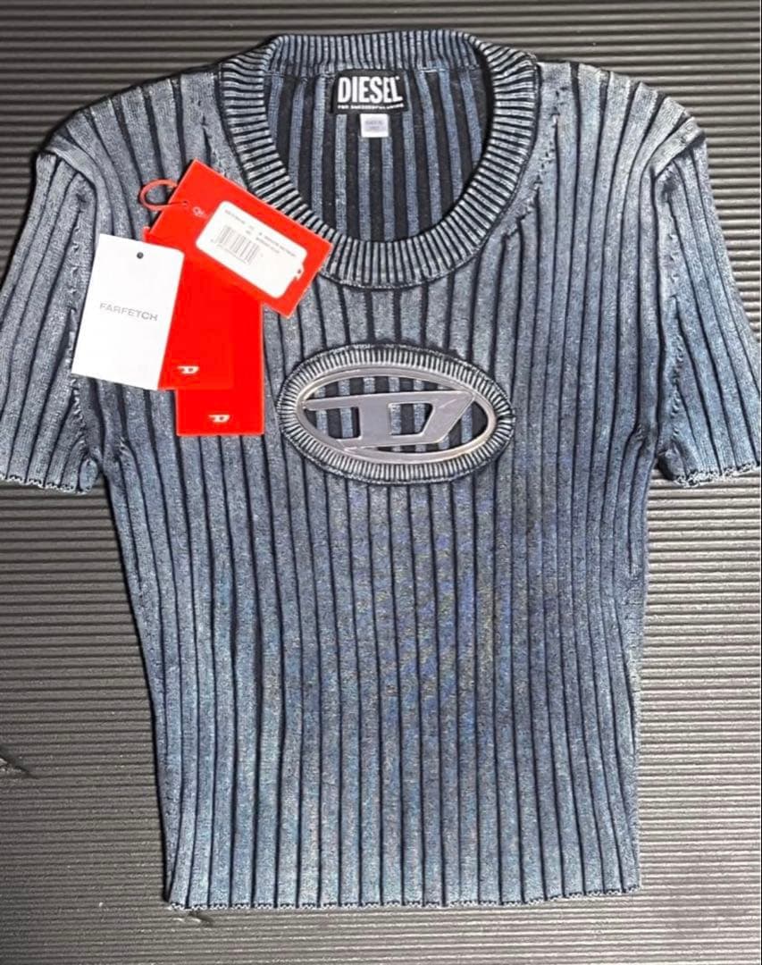 DIESEL M-ANAHEIM Dロゴ リブTシャツ ブルー DIESEL M-ANAHEIM Dロゴ リブTシャツ ブルー