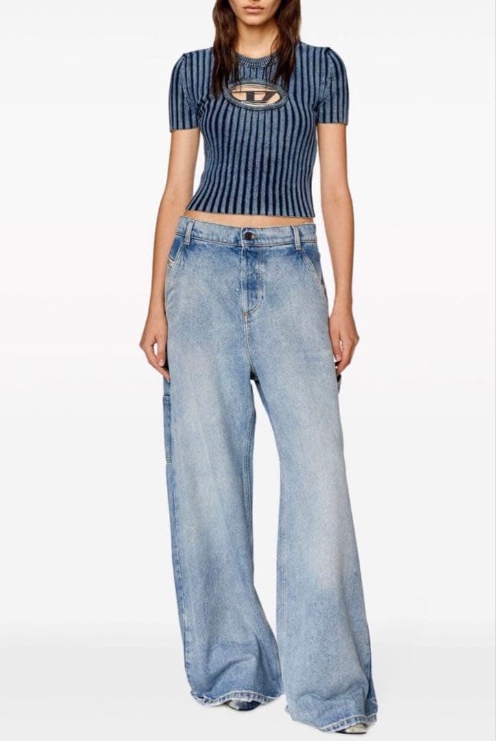 DIESEL M-ANAHEIM Dロゴ リブTシャツ ブルー DIESEL M-ANAHEIM Dロゴ リブTシャツ ブルー