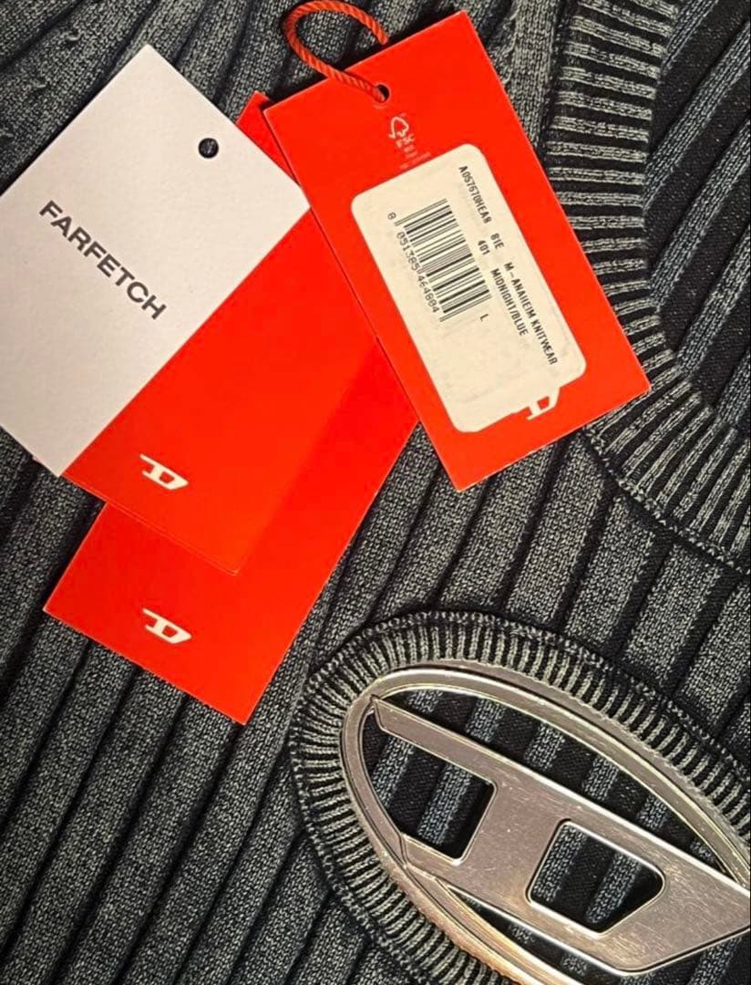 DIESEL M-ANAHEIM Dロゴ リブTシャツ ブルー DIESEL M-ANAHEIM Dロゴ リブTシャツ ブルー